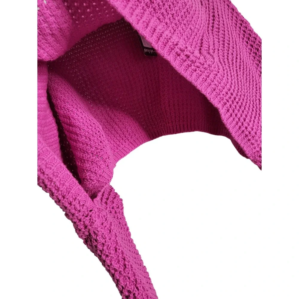 Nasty Gal Collection Magenta Ultra Cropped Waffle Knit Sweater Sz L Grunge Chic
